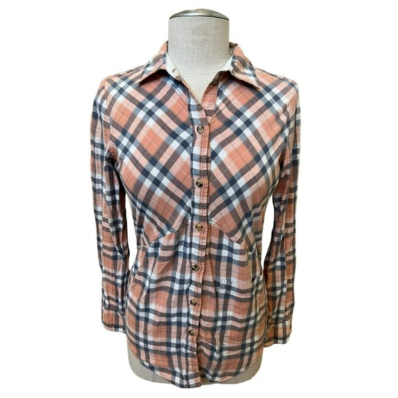 Hurley Ex-Boyfriend Women's Long Sleeve Plaid Button-Down Shirt Size Small - Picture 1 of 4